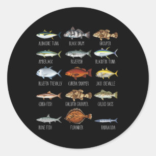 Arten von Salzwasserfischen Art Biologie Fischerei Runder Aufkleber