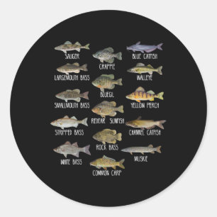 Arten von Süßwasserfischarten Biologie Fischen Runder Aufkleber