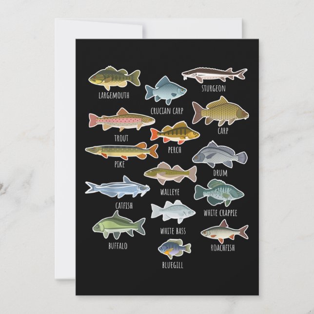 Arten von Süßwasserfischen Einladung (Vorderseite)