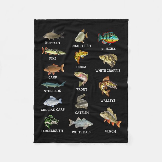 Arten von Süßwasserfischen Fischarten, die Fischer Fleecedecke (Vorderseite)