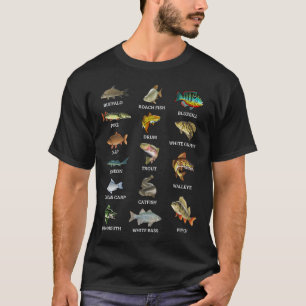 Arten von Süßwasserfischen Fischarten, die Fischer T-Shirt
