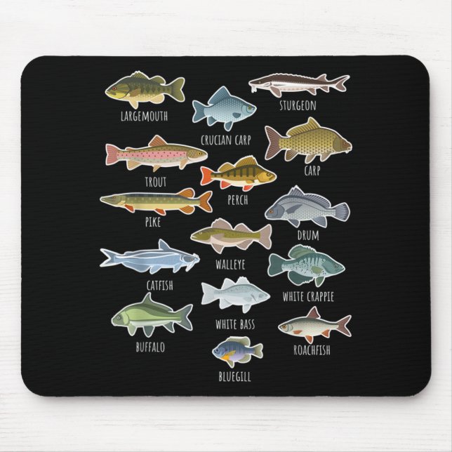 Arten von Süßwasserfischen Mousepad (Vorne)