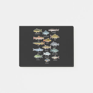 Arten von Süßwasserfischen Post-it Klebezettel