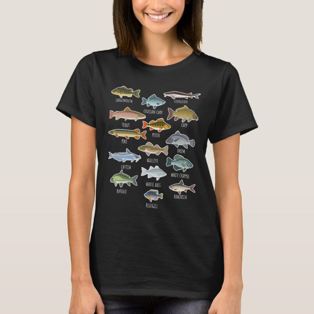 Arten von Süßwasserfischen T-Shirt (Vorderseite)