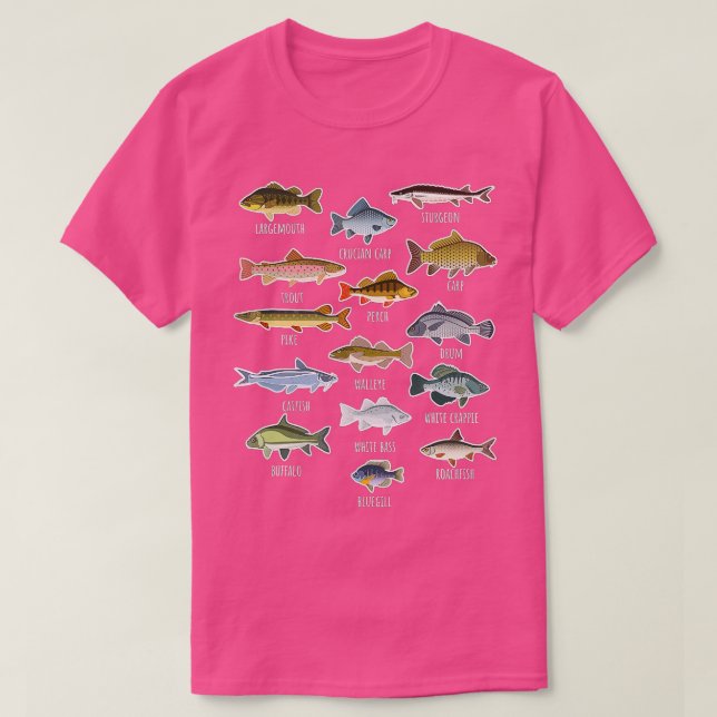 Arten von Süßwasserfischen T-Shirt (Design vorne)
