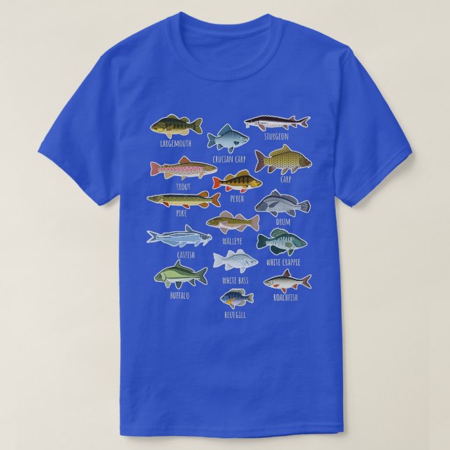 Arten von Süßwasserfischen T-Shirt (Design vorne)