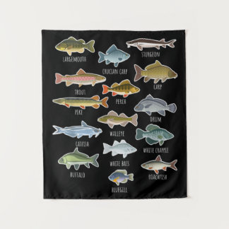 Arten von Süßwasserfischen Wandteppich