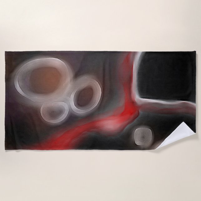 Arterielle Motive: Abstrakt Schwarz, Weiß und Rot Strandtuch (Vorderseite)