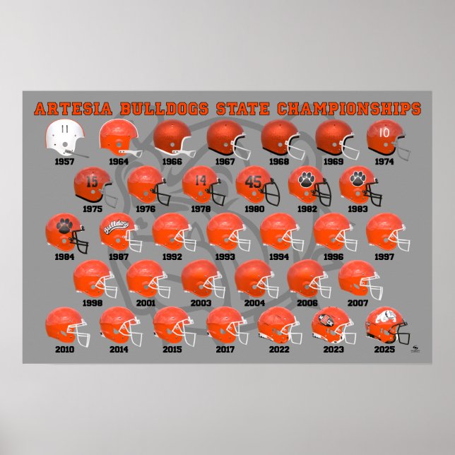 Artesia Bulldogs State Champs Helmet Poster (Vorne)