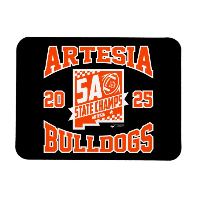 Artesia Bulldogs State Champs Logo Flexible Magnet (Horizontal)