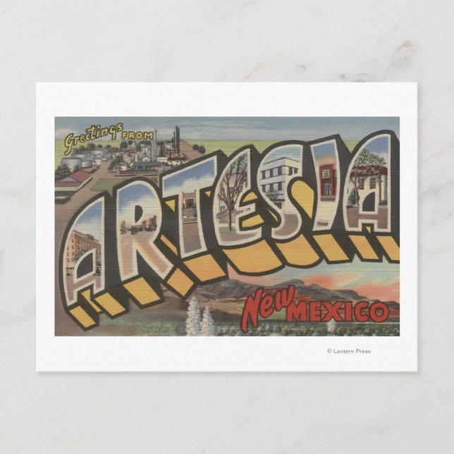 Artesia, New Mexico - Große Briefmarkenszenen Postkarte (Vorderseite)