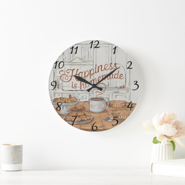 Artful Arrangement: Plate of Delicious Delights Große Wanduhr (Zuhause)