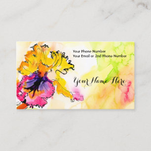 Artful Floral Bearded Iris Business Card Visitenkarte