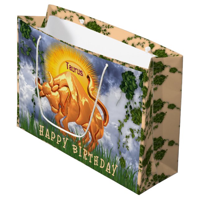Artful Taurus - Baby The Bull (20. April bis 20. M Große Geschenktüte (Vorderseite Schrägansicht)