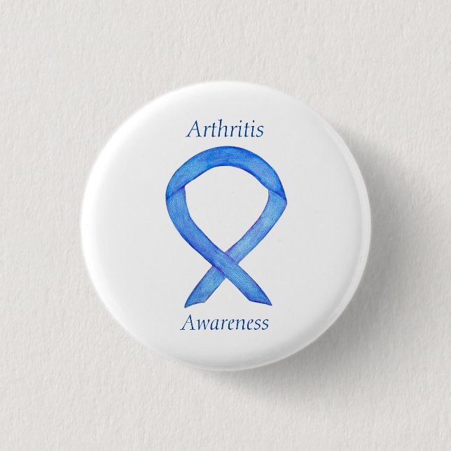Arthritis Awareness Blue Ribbon Custom Button (Vorderseite)