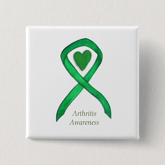 Arthritis Awareness Heart Ribbon Buttone Button (Vorderseite)