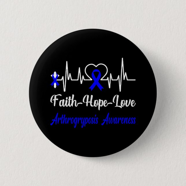 Arthrogryposis Awareness Heartbeat Christliches Kr Button (Vorderseite)