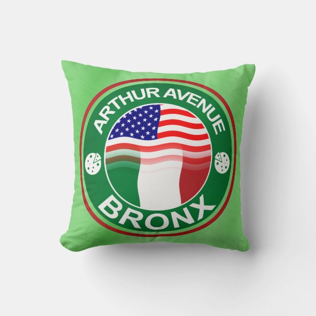 Arthur Ave Bronx American Throw Kissen (Vorderseite)