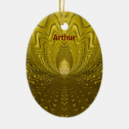 ARTHUR ~ EASTER EGG ~ FRAKTAL Gold Ripples ~ Keramik Ornament