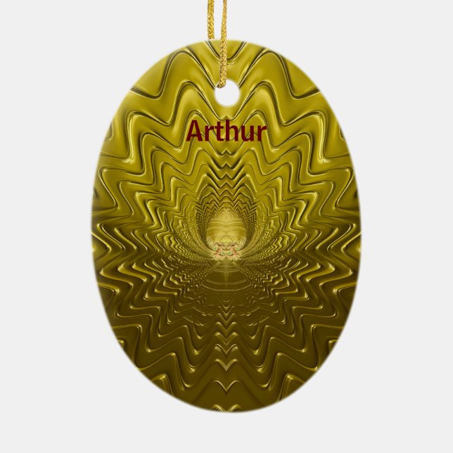 ARTHUR ~ EASTER EGG ~ FRAKTAL Gold Ripples ~ Keramik Ornament (Hinten)