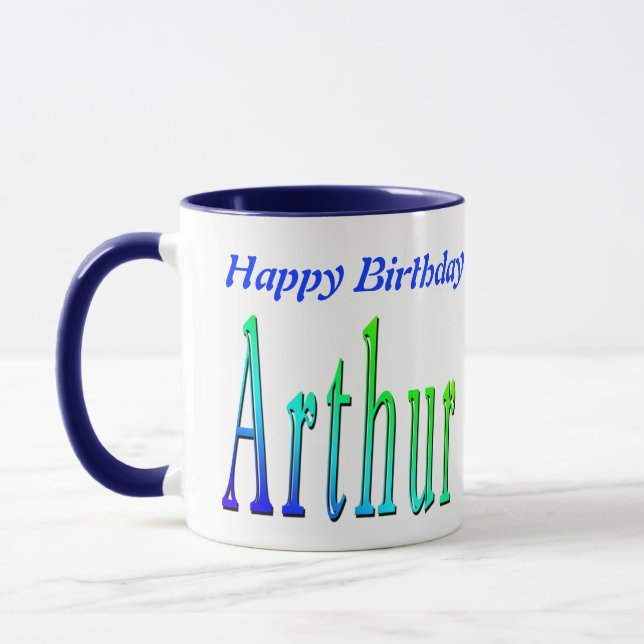 Arthur, Happy Birthday Logo Blue Combo Kaffee Tass Tasse (Links)
