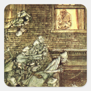 Arthur Rackham - A Christmas Carol - Geister Quadratischer Aufkleber