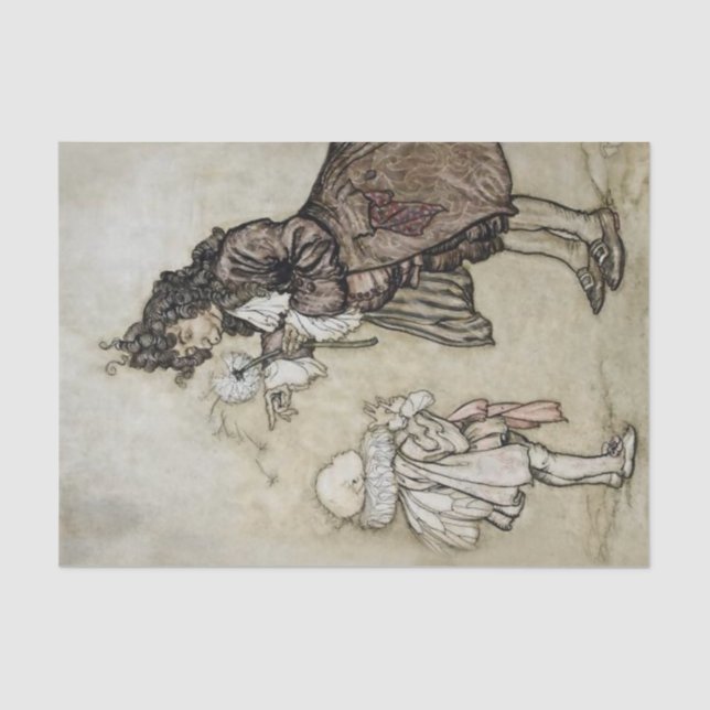 Arthur Rackham Art aus "The Little White Bird" Seidenpapier (Vorderseite)
