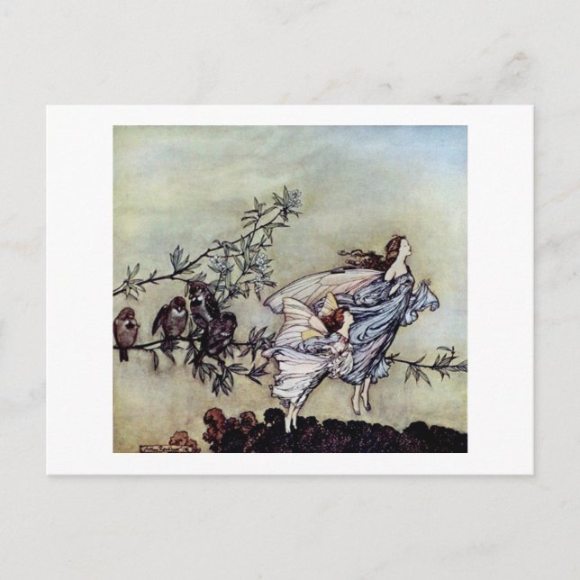 Arthur Rackham Buchart Peter Pan Fairies Postkarte (Vorderseite)