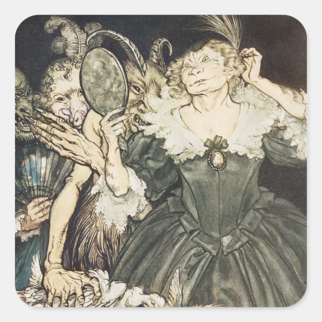 Arthur Rackham | Commit von John Milton: "Und sie, Quadratischer Aufkleber (Vorderseite)
