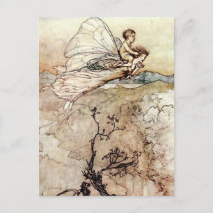 Arthur Rackham Fee und Baby fliegen Postkarte