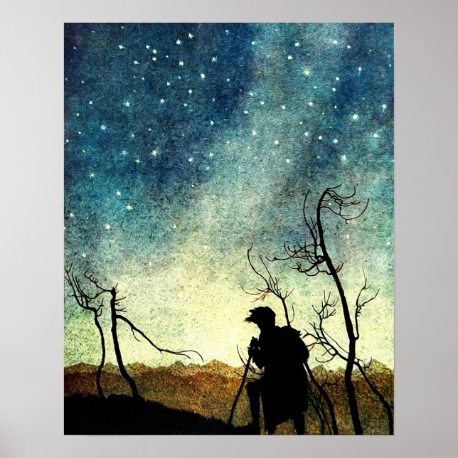 Arthur Rackham Illustration Comus Starry Night Poster (Vorne)