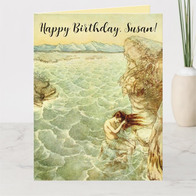 Arthur Rackham Illustration Nymph auf einem Felsen Karte (Vorderseite)