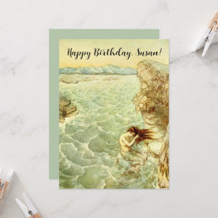 Arthur Rackham Illustration Nymph auf einem Felsen Karte