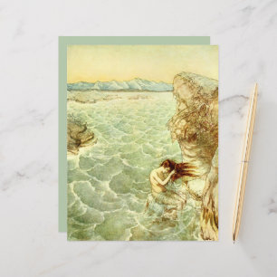 Arthur Rackham Illustration Nymph auf einem Rock P