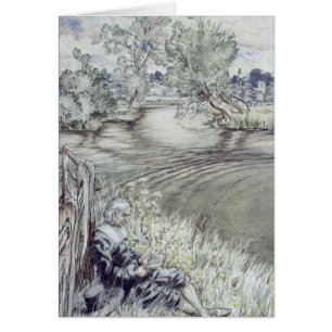 Arthur Rackham Izaak Walton lehnt sich gegen eine