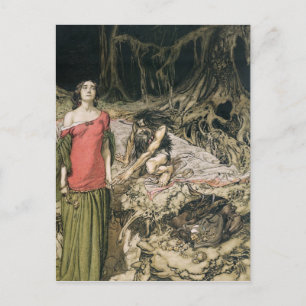 Arthur Rackham The Wooing   of Grimhilde, the Moth Postkarte