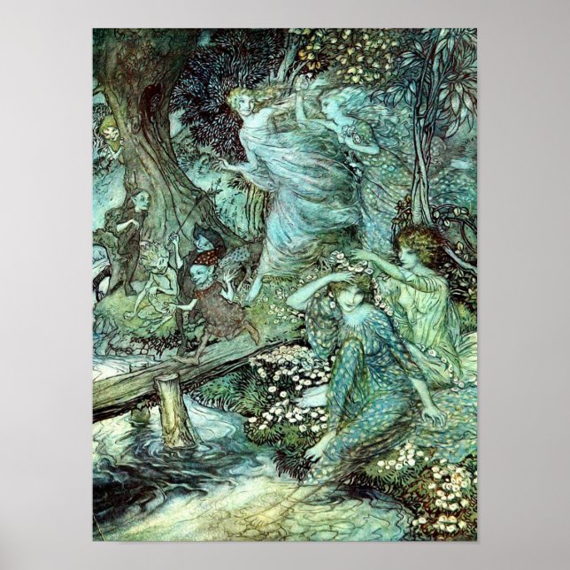 Arthur Rackhams Feen, blau Poster (Vorne)