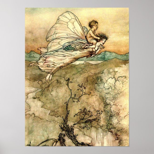 Arthur Rackhams Feen im Flug Poster (Vorne)