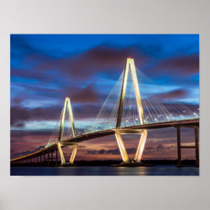 Arthur Ravenal Bridge at Night Poster