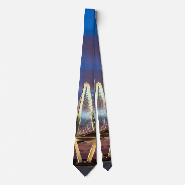 Arthur Ravenel Bridge at Night Neck Tie Krawatte (Vorderseite)