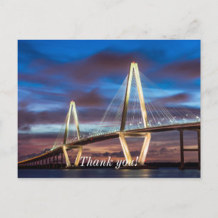 Arthur Ravenel Bridge bei Nacht Postkarte