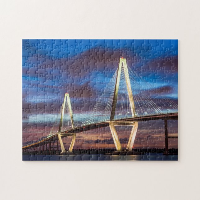 Arthur Ravenel Bridge bei Nacht Puzzle (Horizontal)