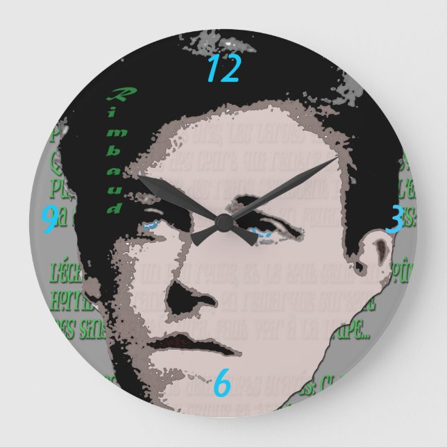Arthur Rimbaud Wall Clock Große Wanduhr (Vorderseite)