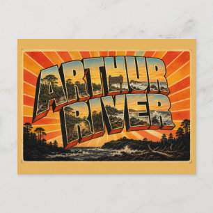 Arthur River TAS Vintage Reise Kunst Postkarte