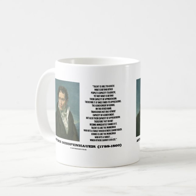 Arthur Schopenhauer Talent gegen Genius Zitat Kaffeetasse (Vorderseite Links)