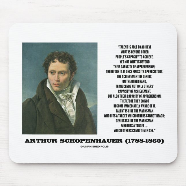 Arthur Schopenhauer Talent gegen Genius Zitat Mousepad (Vorne)