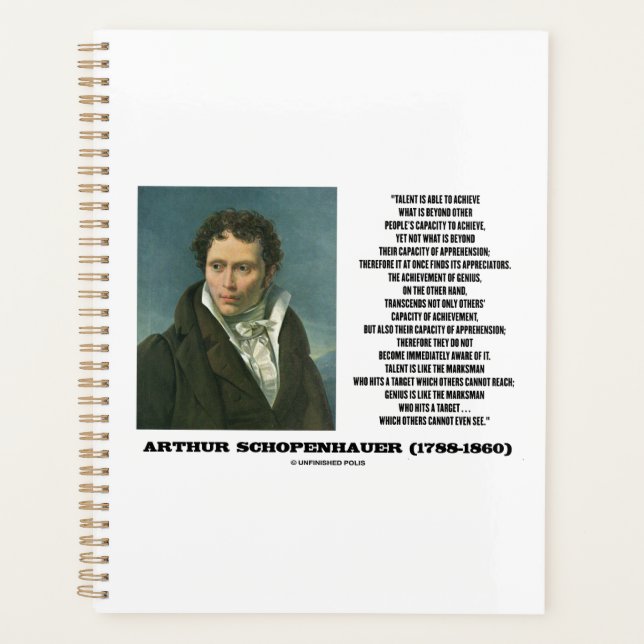 Arthur Schopenhauer Talent gegen Genius Zitat Planer (Vorderseite)