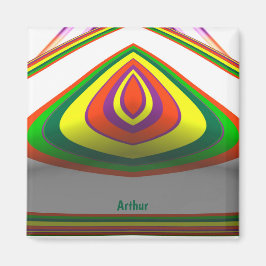 ARTHUR ~ SQUARE EYE 3D Fraktal Green Yellow ~ Magnet