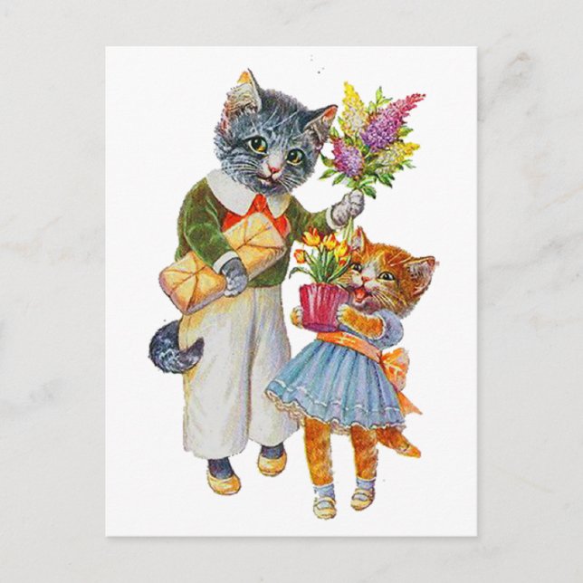 Arthur Thiele Cats Bearing Geschenke Postkarte (Vorderseite)