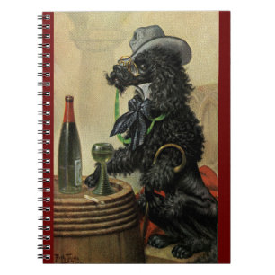 Arthur Thiele Comic Poodle bei Pub Spiral Notebook Notizblock